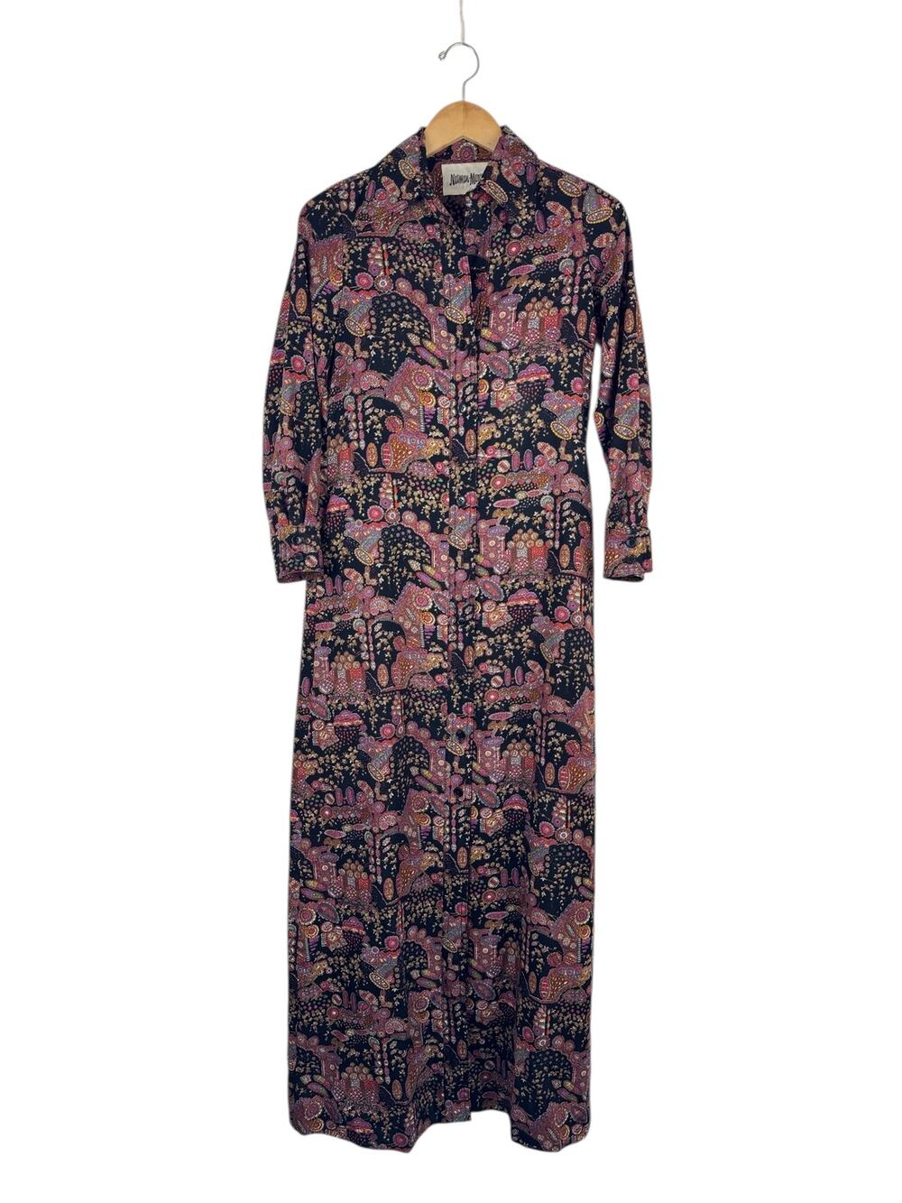 VTG Neiman Marcus Paisley Print Maxi Shirt Dress